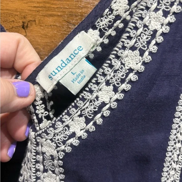 Sundance Evening Tide Navy & White
Embroidered Tassel Tunic Dress Cover- Up - Picture 3 of 7